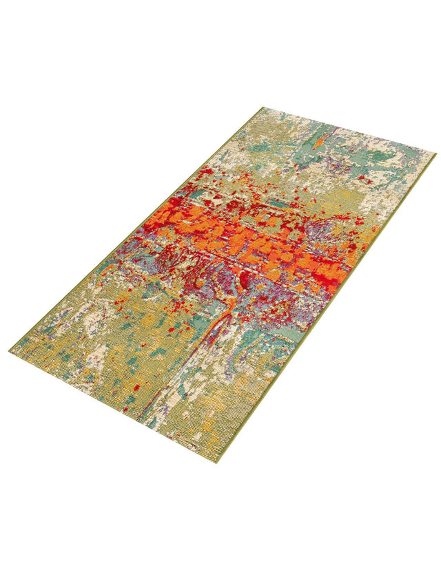 Multicolor 2' x 3' 11 Outdoor Modern Runner Area Rug Weather Resistant for Patio, Deck, Terrace, Balcony, Porch 100% Polypropylene Modern Outside Carpet for Sale at Rug Engine