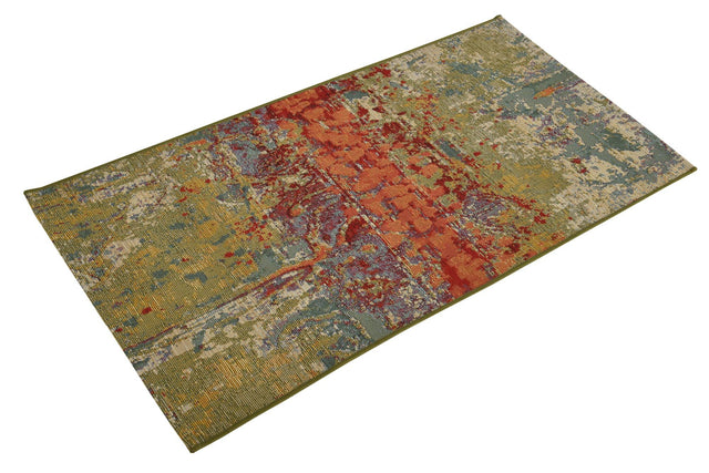 Multicolor 2' x 3' 11 Outdoor Modern Runner Area Rug Weather Resistant for Patio, Deck, Terrace, Balcony, Porch 100% Polypropylene Modern Outside Carpet for Sale at Rug Engine