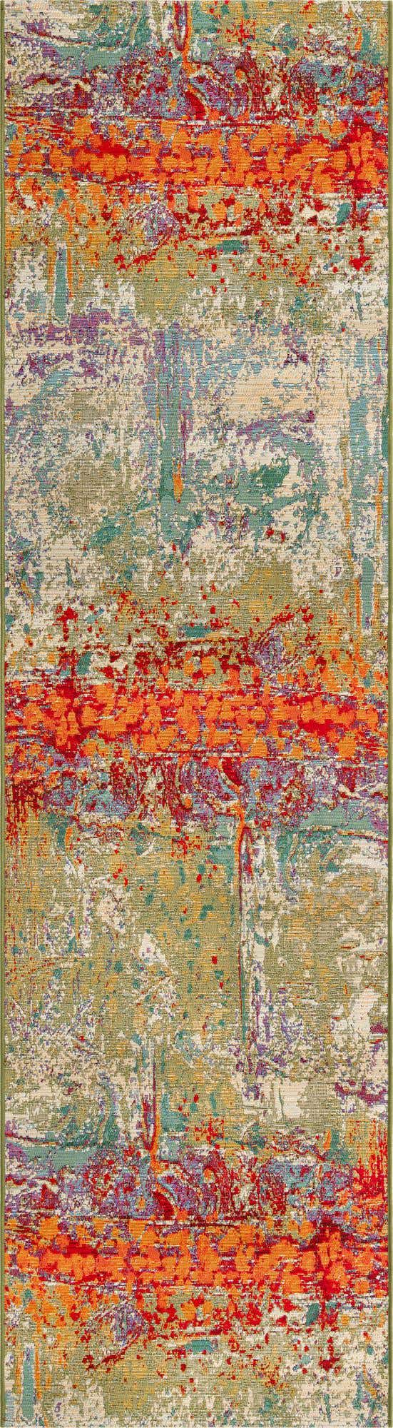 Multicolor 2' 7 x 10' Outdoor Modern Runner Area Rug Weather Resistant for Patio, Deck, Terrace, Balcony, Porch 100% Polypropylene Modern Outside Carpet for Sale at Rug Engine