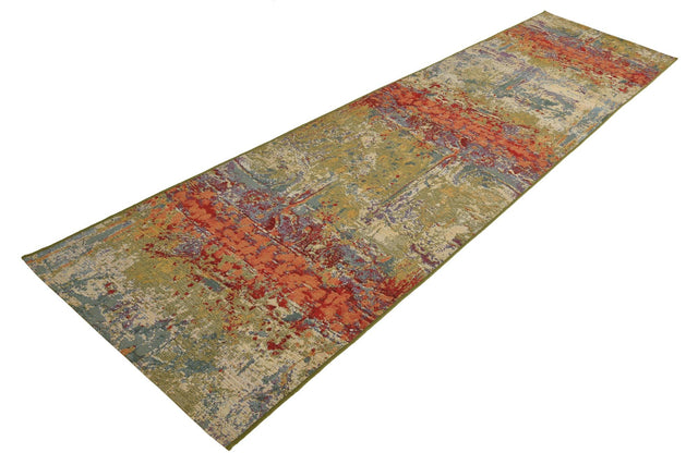 Multicolor 2' 7 x 11' Outdoor Modern Runner Area Rug Weather Resistant for Patio, Deck, Terrace, Balcony, Porch 100% Polypropylene Modern Outside Carpet for Sale at Rug Engine