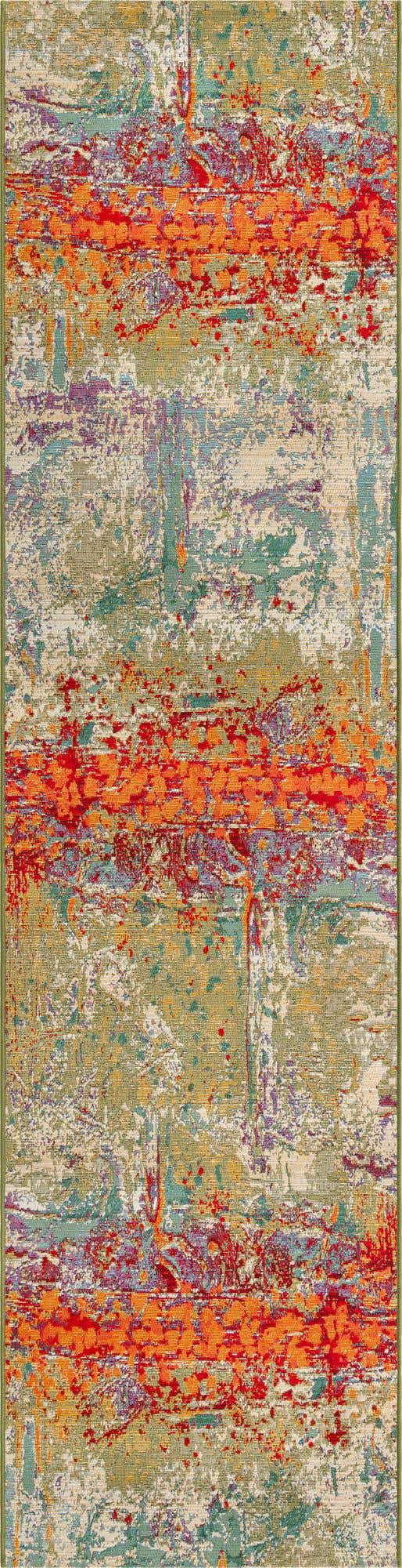 Multicolor 2' 7 x 11' Outdoor Modern Runner Area Rug Weather Resistant for Patio, Deck, Terrace, Balcony, Porch 100% Polypropylene Modern Outside Carpet for Sale at Rug Engine