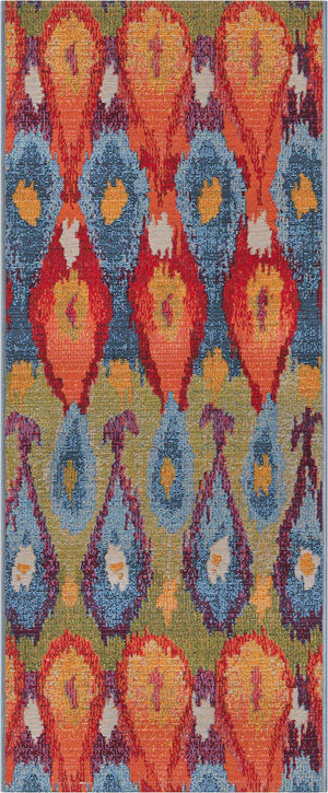 Multicolor 2' x 5' Outdoor Modern Runner Area Rug Weather Resistant for Patio, Deck, Terrace, Balcony, Porch 100% Polypropylene Modern Outside Carpet for Sale at Rug Engine