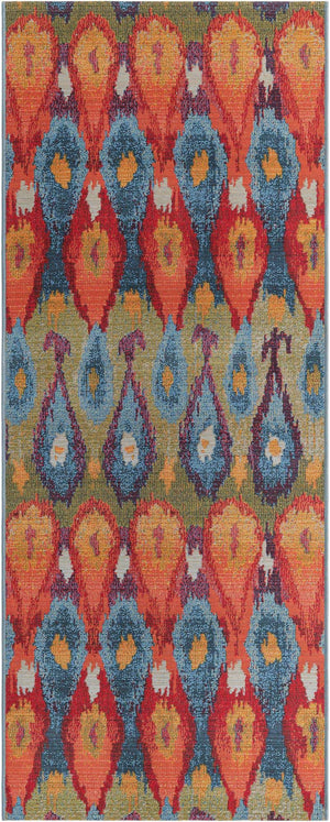 Multicolor 2' 7 x 7' Outdoor Modern Runner Area Rug Weather Resistant for Patio, Deck, Terrace, Balcony, Porch 100% Polypropylene Modern Outside Carpet for Sale at Rug Engine