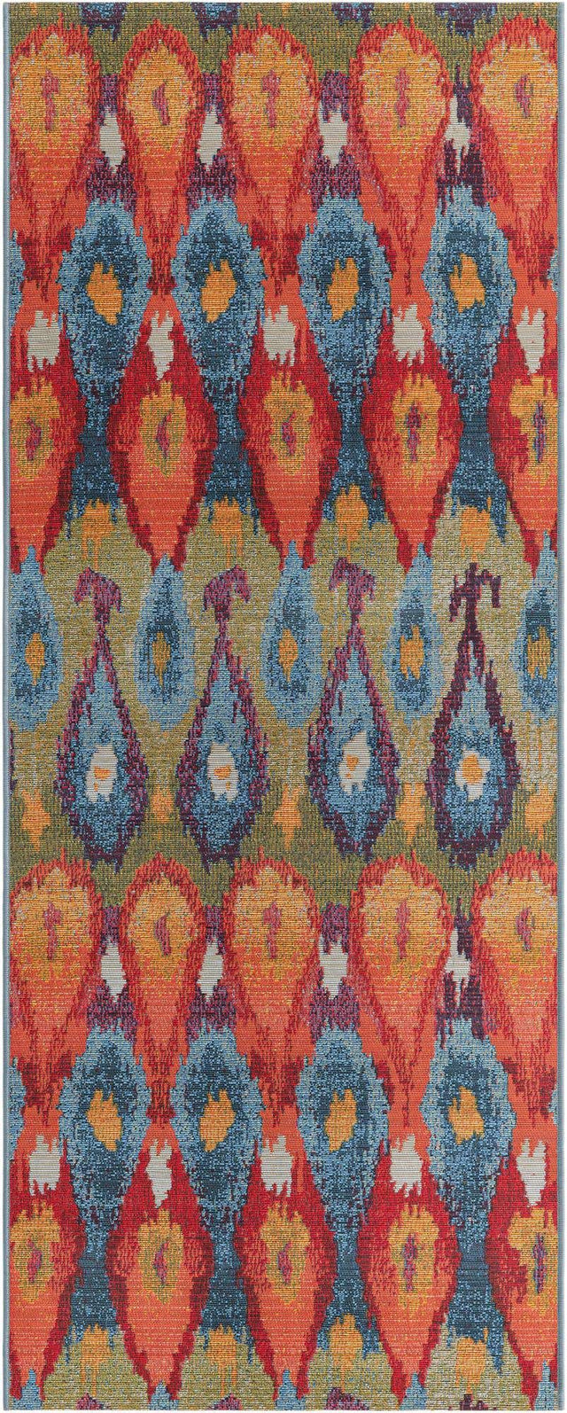 Multicolor 2' 7 x 7' Outdoor Modern Runner Area Rug Weather Resistant for Patio, Deck, Terrace, Balcony, Porch 100% Polypropylene Modern Outside Carpet for Sale at Rug Engine