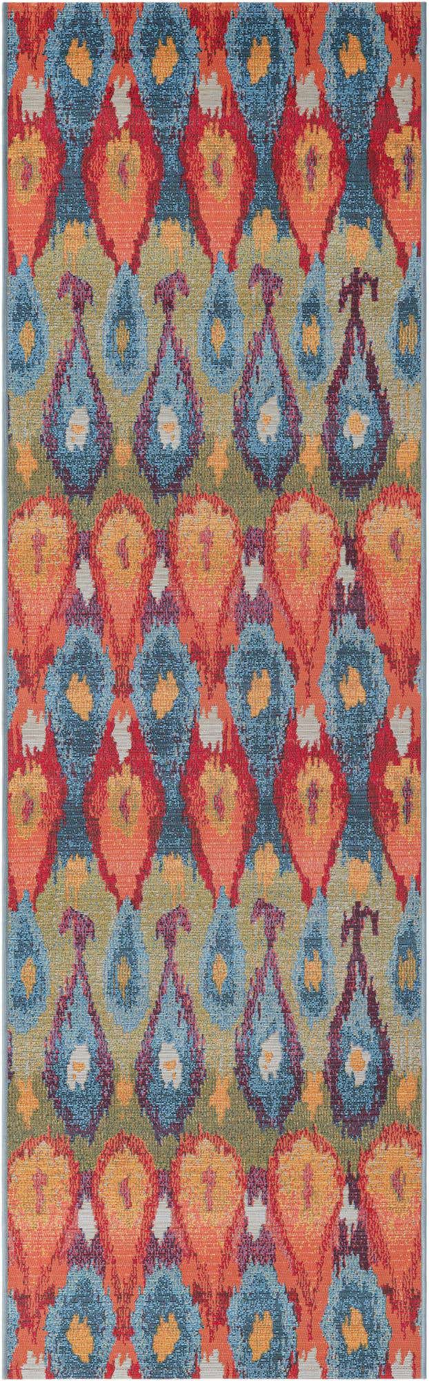 Multicolor 2' 7 x 9' Outdoor Modern Runner Area Rug Weather Resistant for Patio, Deck, Terrace, Balcony, Porch 100% Polypropylene Modern Outside Carpet for Sale at Rug Engine