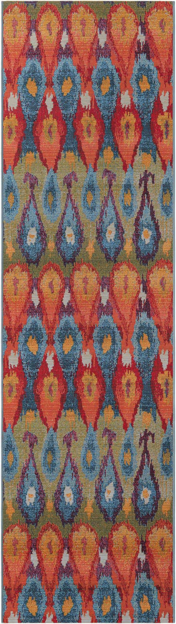 Multicolor 2' 7 x 10' Outdoor Modern Runner Area Rug Weather Resistant for Patio, Deck, Terrace, Balcony, Porch 100% Polypropylene Modern Outside Carpet for Sale at Rug Engine