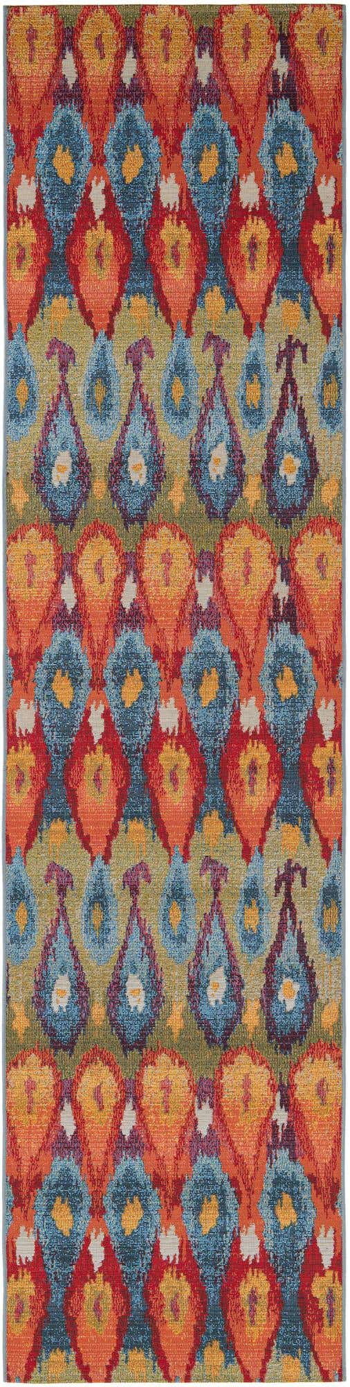 Multicolor 2' 7 x 11' Outdoor Modern Runner Area Rug Weather Resistant for Patio, Deck, Terrace, Balcony, Porch 100% Polypropylene Modern Outside Carpet for Sale at Rug Engine