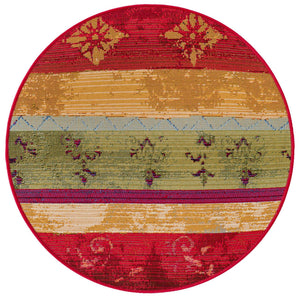 Multicolor 2' 7 x 2' 7 Outdoor Modern Round Area Rug Weather Resistant for Patio, Deck, Terrace, Balcony, Porch 100% Polypropylene Modern Outside Carpet for Sale at Rug Engine