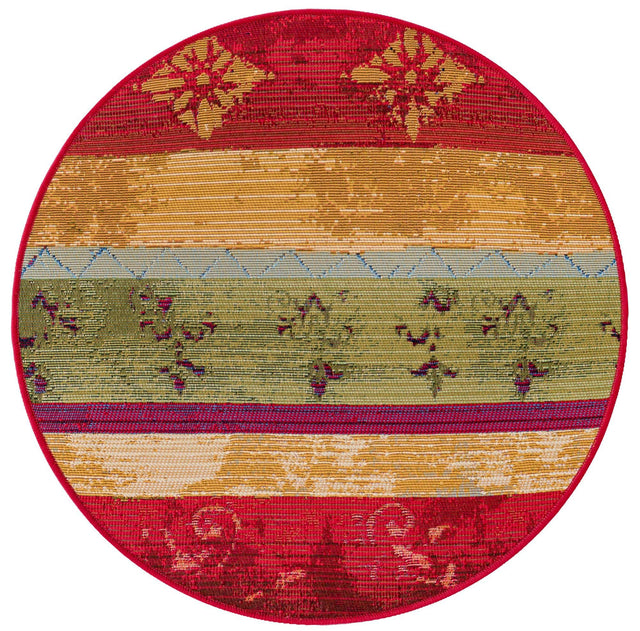 Multicolor 2' 7 x 2' 7 Outdoor Modern Round Area Rug Weather Resistant for Patio, Deck, Terrace, Balcony, Porch 100% Polypropylene Modern Outside Carpet for Sale at Rug Engine
