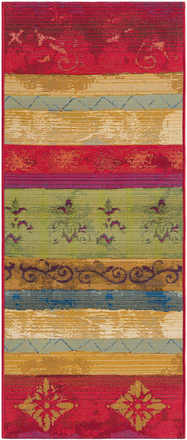 Multicolor 2' x 5' Outdoor Modern Runner Area Rug Weather Resistant for Patio, Deck, Terrace, Balcony, Porch 100% Polypropylene Modern Outside Carpet for Sale at Rug Engine