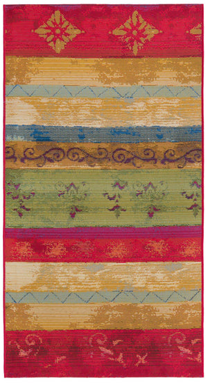 Multicolor 2' 7 x 7' Outdoor Modern Runner Area Rug Weather Resistant for Patio, Deck, Terrace, Balcony, Porch 100% Polypropylene Modern Outside Carpet for Sale at Rug Engine