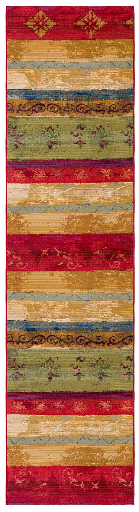 Multicolor 2' 7 x 10' Outdoor Modern Runner Area Rug Weather Resistant for Patio, Deck, Terrace, Balcony, Porch 100% Polypropylene Modern Outside Carpet for Sale at Rug Engine