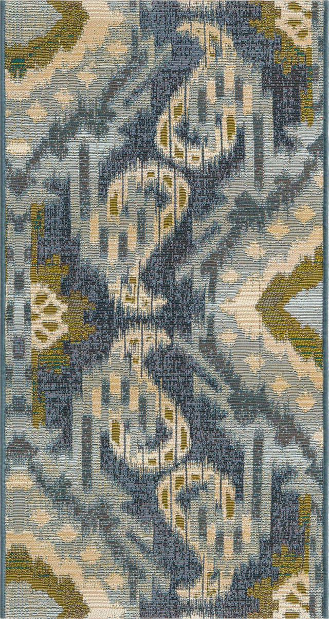 Blue 2' x 3' 11 Outdoor Modern Runner Area Rug Weather Resistant for Patio, Deck, Terrace, Balcony, Porch 100% Polypropylene Modern Outside Carpet for Sale at Rug Engine