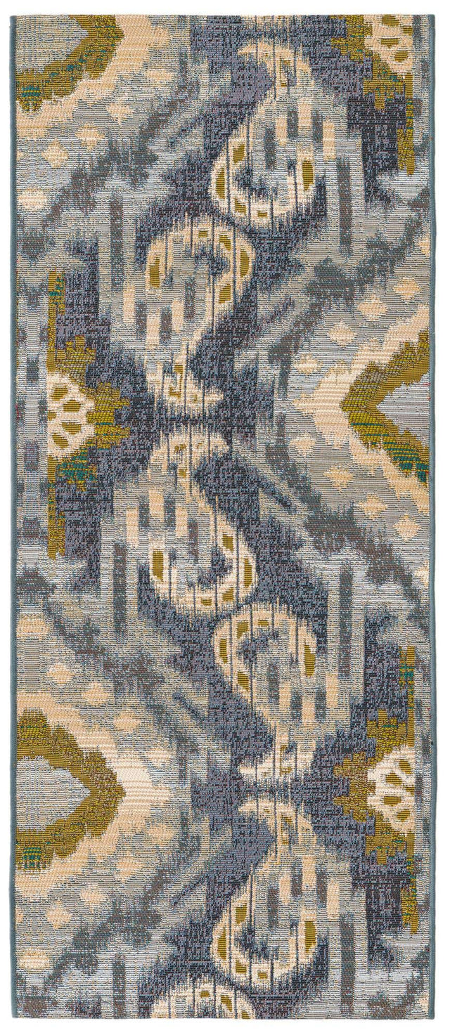 Blue 2' x 5' Outdoor Modern Runner Area Rug Weather Resistant for Patio, Deck, Terrace, Balcony, Porch 100% Polypropylene Modern Outside Carpet for Sale at Rug Engine