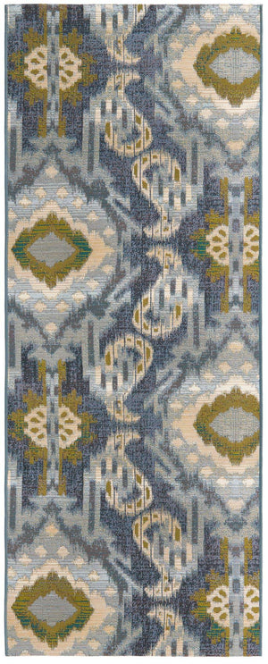 Blue 2' 7 x 7' Outdoor Modern Runner Area Rug Weather Resistant for Patio, Deck, Terrace, Balcony, Porch 100% Polypropylene Modern Outside Carpet for Sale at Rug Engine