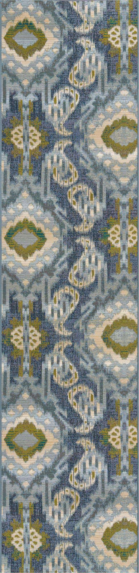 Blue 2' 7 x 10' Outdoor Modern Runner Area Rug Weather Resistant for Patio, Deck, Terrace, Balcony, Porch 100% Polypropylene Modern Outside Carpet for Sale at Rug Engine