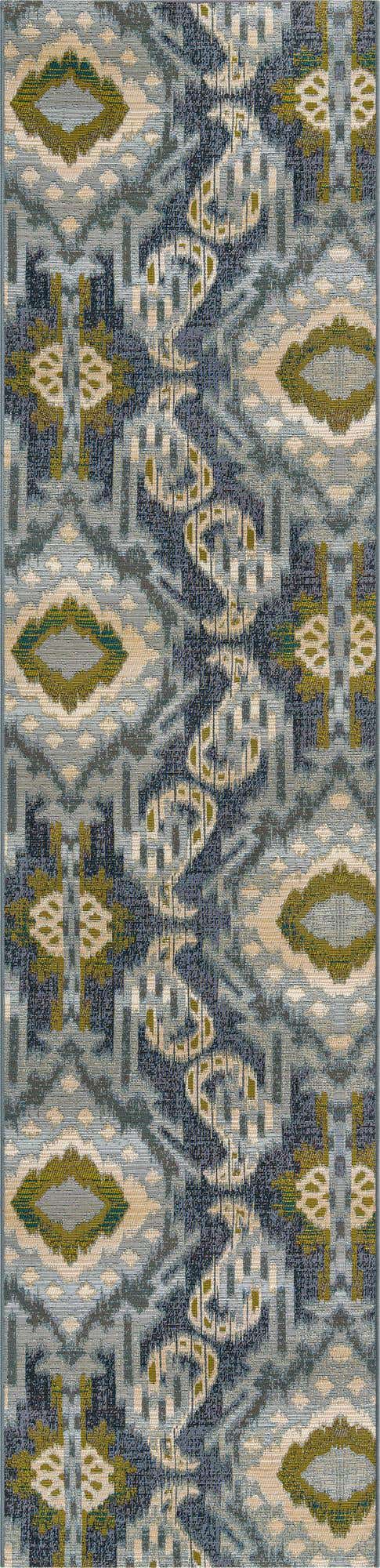 Blue 2' 7 x 12' Outdoor Modern Runner Area Rug Weather Resistant for Patio, Deck, Terrace, Balcony, Porch 100% Polypropylene Modern Outside Carpet for Sale at Rug Engine