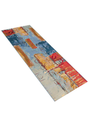 Multicolor 2' 7 x 7' Outdoor Modern Runner Area Rug Weather Resistant for Patio, Deck, Terrace, Balcony, Porch 100% Polypropylene Modern Outside Carpet for Sale at Rug Engine