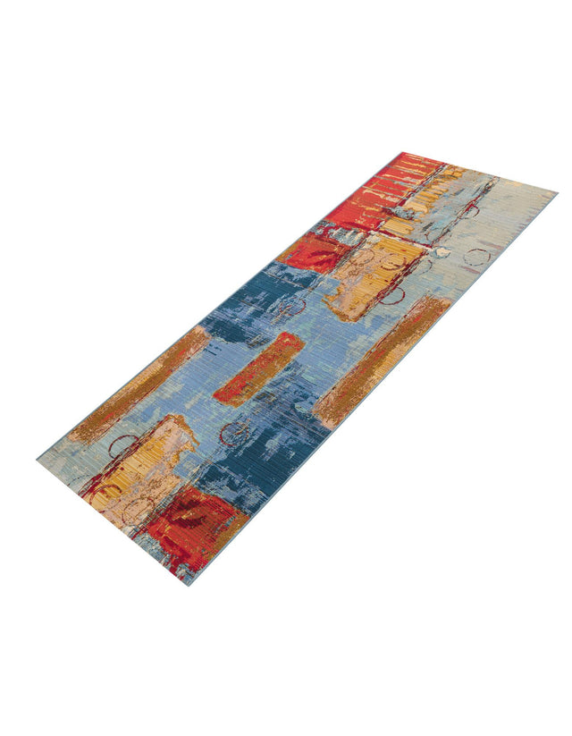 Multicolor 2' 7 x 7' Outdoor Modern Runner Area Rug Weather Resistant for Patio, Deck, Terrace, Balcony, Porch 100% Polypropylene Modern Outside Carpet for Sale at Rug Engine