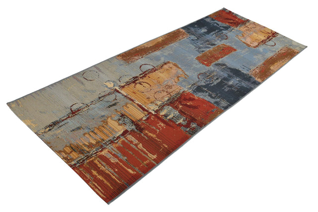 Multicolor 2' 7 x 7' Outdoor Modern Runner Area Rug Weather Resistant for Patio, Deck, Terrace, Balcony, Porch 100% Polypropylene Modern Outside Carpet for Sale at Rug Engine