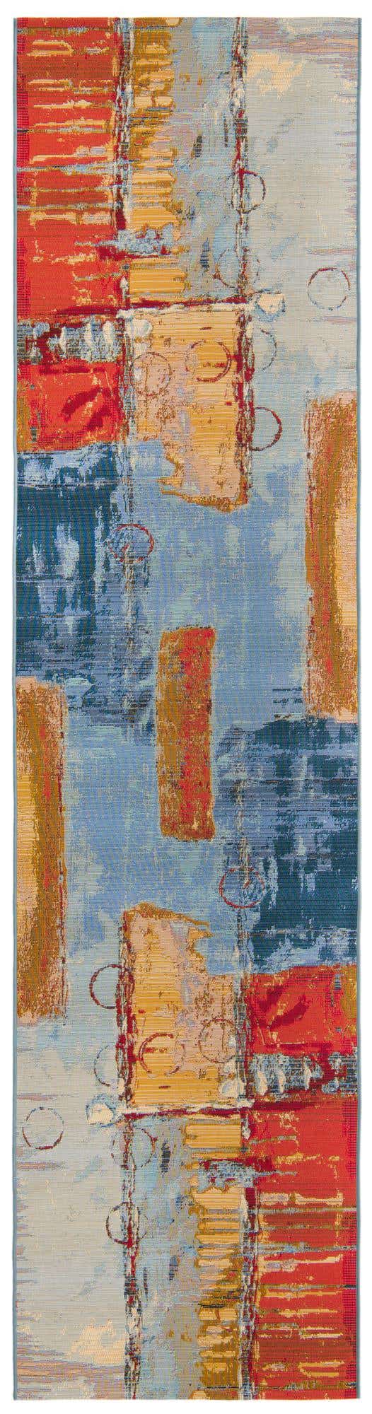 Multicolor 2' 7 x 11' Outdoor Modern Runner Area Rug Weather Resistant for Patio, Deck, Terrace, Balcony, Porch 100% Polypropylene Modern Outside Carpet for Sale at Rug Engine