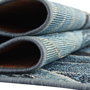 Multicolor 2' 7 x 7' Outdoor Modern Runner Area Rug Weather Resistant for Patio, Deck, Terrace, Balcony, Porch 100% Polypropylene Modern Outside Carpet for Sale at Rug Engine