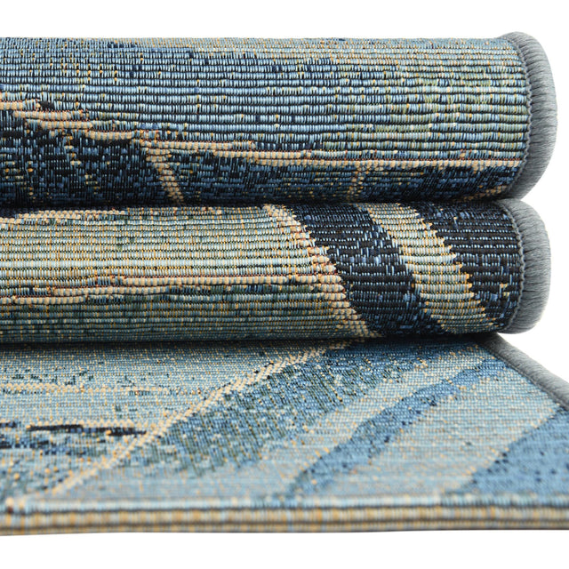 Multicolor 2' 7 x 7' Outdoor Modern Runner Area Rug Weather Resistant for Patio, Deck, Terrace, Balcony, Porch 100% Polypropylene Modern Outside Carpet for Sale at Rug Engine