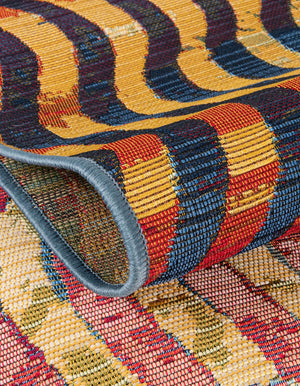 Multicolor 2' 7 x 2' 7 Outdoor Modern Round Area Rug Weather Resistant for Patio, Deck, Terrace, Balcony, Porch 100% Polypropylene Modern Outside Carpet for Sale at Rug Engine