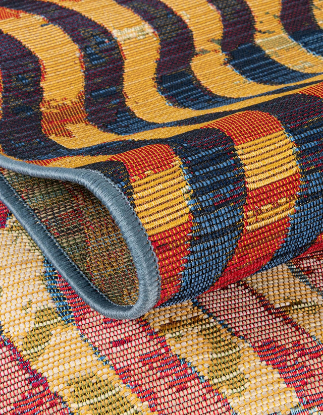 Multicolor 2' 7 x 2' 7 Outdoor Modern Round Area Rug Weather Resistant for Patio, Deck, Terrace, Balcony, Porch 100% Polypropylene Modern Outside Carpet for Sale at Rug Engine