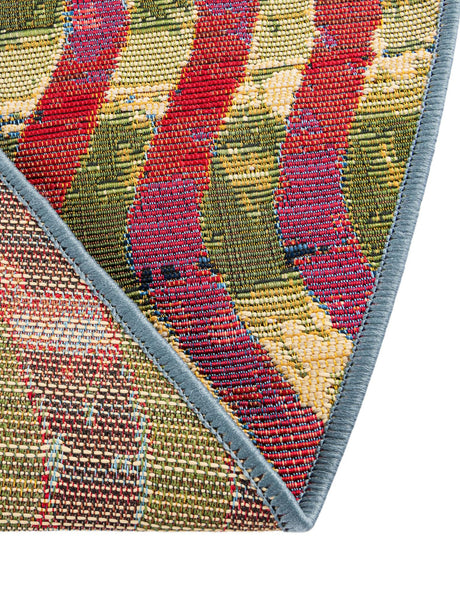 Multicolor 2' 7 x 2' 7 Outdoor Modern Round Area Rug Weather Resistant for Patio, Deck, Terrace, Balcony, Porch 100% Polypropylene Modern Outside Carpet for Sale at Rug Engine