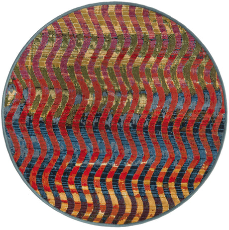 Multicolor 2' 7 x 2' 7 Outdoor Modern Round Area Rug Weather Resistant for Patio, Deck, Terrace, Balcony, Porch 100% Polypropylene Modern Outside Carpet for Sale at Rug Engine