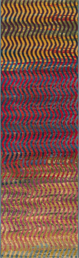 Multicolor 2' 7 x 9' Outdoor Modern Runner Area Rug Weather Resistant for Patio, Deck, Terrace, Balcony, Porch 100% Polypropylene Modern Outside Carpet for Sale at Rug Engine