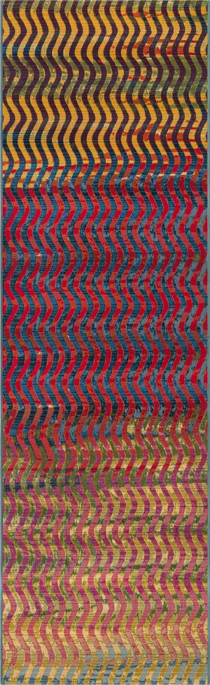 Multicolor 2' 7 x 10' Outdoor Modern Runner Area Rug Weather Resistant for Patio, Deck, Terrace, Balcony, Porch 100% Polypropylene Modern Outside Carpet for Sale at Rug Engine