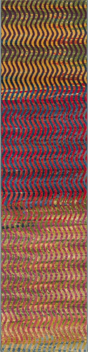 Multicolor 2' 7 x 11' Outdoor Modern Runner Area Rug Weather Resistant for Patio, Deck, Terrace, Balcony, Porch 100% Polypropylene Modern Outside Carpet for Sale at Rug Engine
