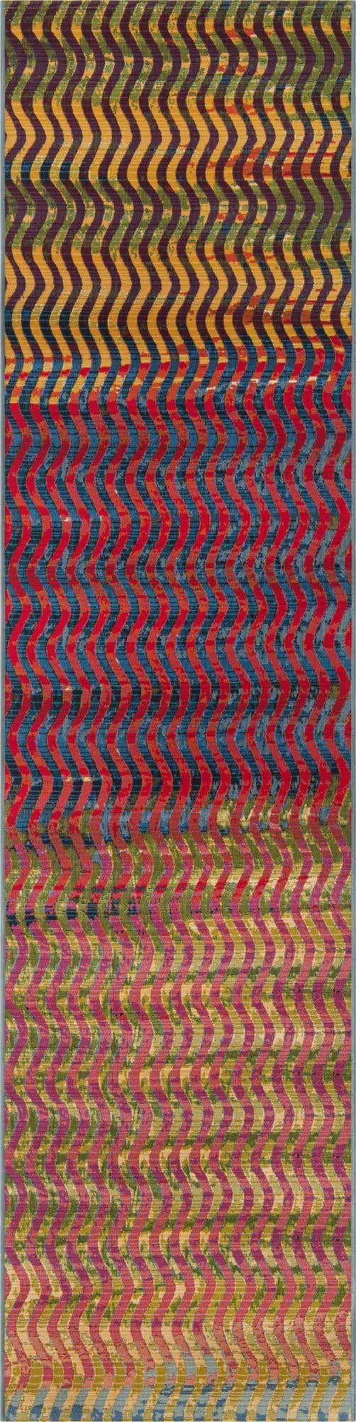 Multicolor 2' 7 x 11' Outdoor Modern Runner Area Rug Weather Resistant for Patio, Deck, Terrace, Balcony, Porch 100% Polypropylene Modern Outside Carpet for Sale at Rug Engine