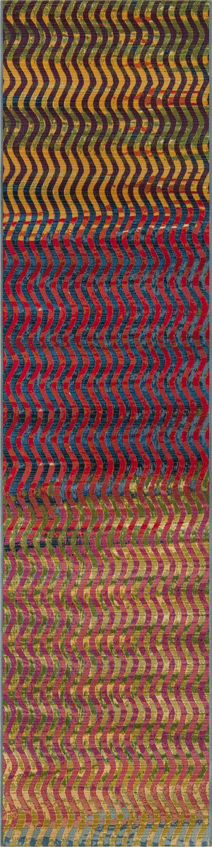 Multicolor 2' 7 x 12' Outdoor Modern Runner Area Rug Weather Resistant for Patio, Deck, Terrace, Balcony, Porch 100% Polypropylene Modern Outside Carpet for Sale at Rug Engine