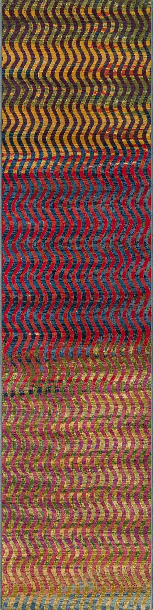 Multicolor 2' 7 x 12' Outdoor Modern Runner Area Rug Weather Resistant for Patio, Deck, Terrace, Balcony, Porch 100% Polypropylene Modern Outside Carpet for Sale at Rug Engine