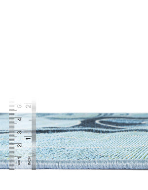 Light Blue 2' 7 x 5' 3 Outdoor Modern Runner Area Rug Weather Resistant for Patio, Deck, Terrace, Balcony, Porch 100% Polypropylene Modern Outside Carpet for Sale at Rug Engine