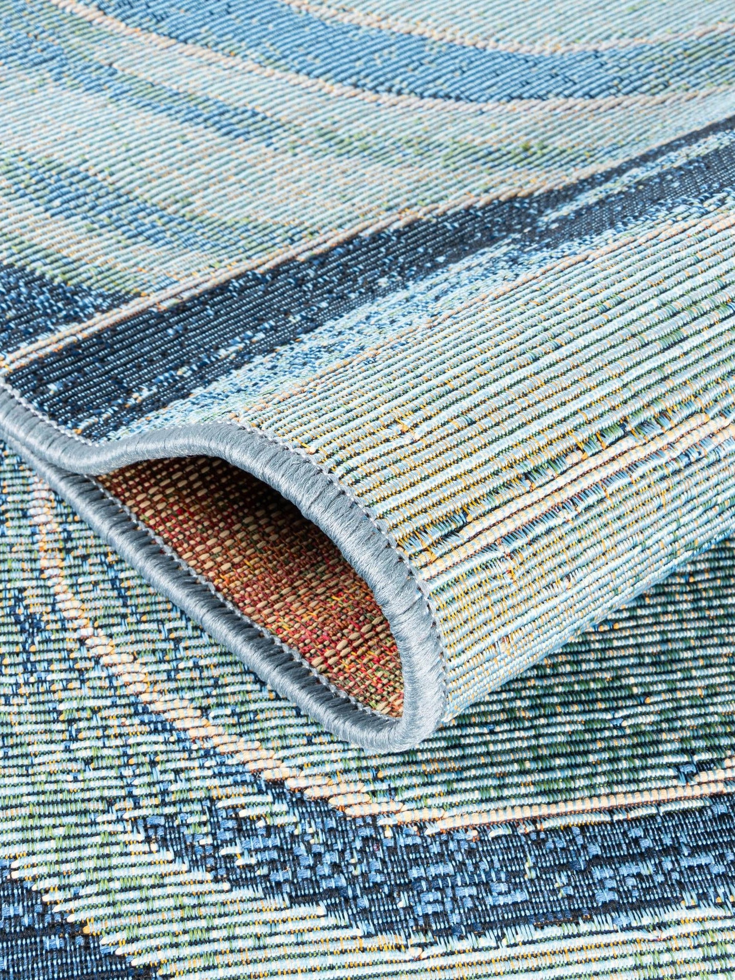 Light Blue 2' 7 x 5' 3 Outdoor Modern Runner Area Rug Weather Resistant for Patio, Deck, Terrace, Balcony, Porch 100% Polypropylene Modern Outside Carpet for Sale at Rug Engine