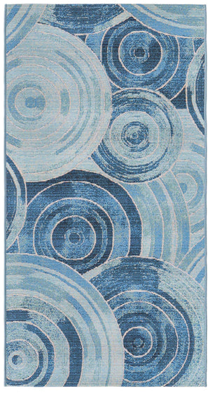 Light Blue 2' 7 x 5' 3 Outdoor Modern Runner Area Rug Weather Resistant for Patio, Deck, Terrace, Balcony, Porch 100% Polypropylene Modern Outside Carpet for Sale at Rug Engine