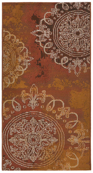 Rust Red 2' 7 x 5' 3 Outdoor Modern Runner Area Rug Weather Resistant for Patio, Deck, Terrace, Balcony, Porch 100% Polypropylene Modern Outside Carpet for Sale at Rug Engine
