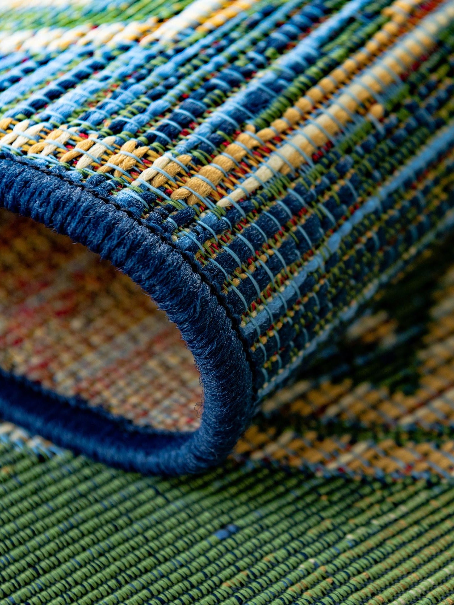 Blue 2' x 6' 1 Outdoor Modern Runner Area Rug Weather Resistant for Patio, Deck, Terrace, Balcony, Porch 100% Polypropylene Modern Outside Carpet for Sale at Rug Engine