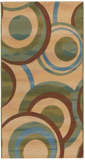 Beige 2' 7 x 5' 3 Outdoor Modern Runner Area Rug Weather Resistant for Patio, Deck, Terrace, Balcony, Porch 100% Polypropylene Modern Outside Carpet for Sale at Rug Engine