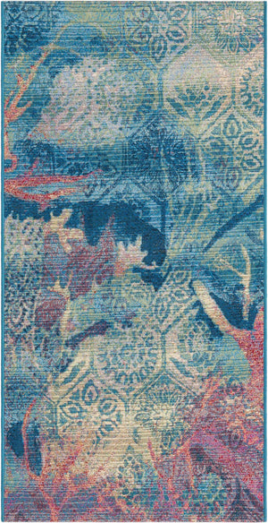 Multicolor 2' 7 x 5' 3 Outdoor Coastal Runner Area Rug Weather Resistant for Patio, Deck, Terrace, Balcony, Porch 100% Polypropylene Coastal Decor Carpet for Sale at Rug Engine