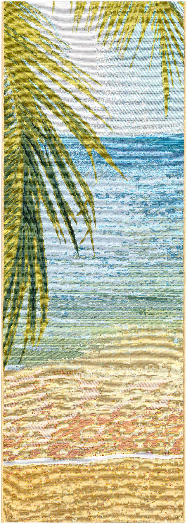 Multicolor 2' 7 x 5' 3 Outdoor Coastal Runner Area Rug Weather Resistant for Patio, Deck, Terrace, Balcony, Porch 100% Polypropylene Coastal Decor Carpet for Sale at Rug Engine