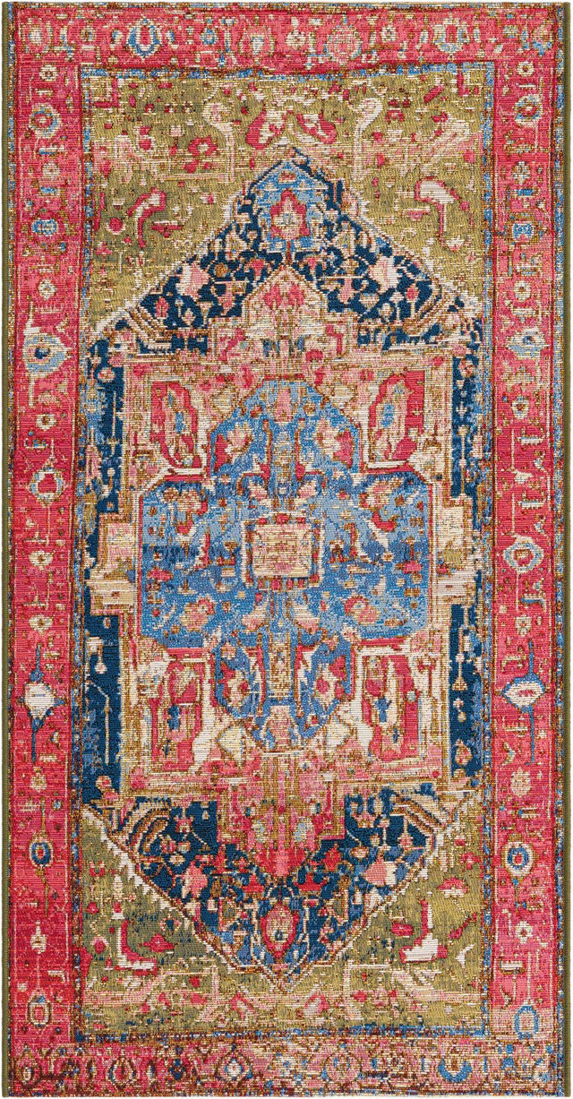 Multicolor 2' 7 x 5' 3 Outdoor Traditional Runner Area Rug Weather Resistant for Patio, Deck, Terrace, Balcony, Porch Classical Design Outside Carpet for Sale at Rug Engine
