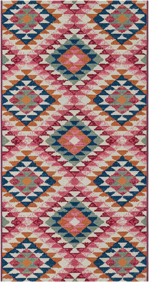 Multicolor 2' 7 x 5' 3 Outdoor Southwestern Runner Area Rug Weather Resistant for Patio, Deck, Terrace, Balcony, Porch 100% Polypropylene Rustic Waterproof Carpet for Sale at Rug Engine