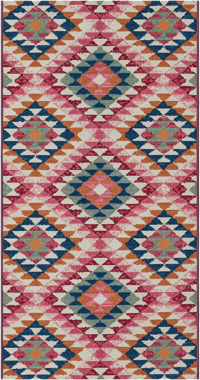 Multicolor 2' 7 x 5' 3 Outdoor Southwestern Runner Area Rug Weather Resistant for Patio, Deck, Terrace, Balcony, Porch 100% Polypropylene Rustic Waterproof Carpet for Sale at Rug Engine