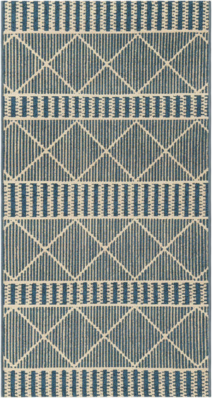 Blue 2' 7 x 5' 3 Outdoor Trellis Runner Area Rug Weather Resistant for Patio, Deck, Terrace, Balcony, Porch Geometric Design Water Safe Outside Carpet for Sale at Rug Engine