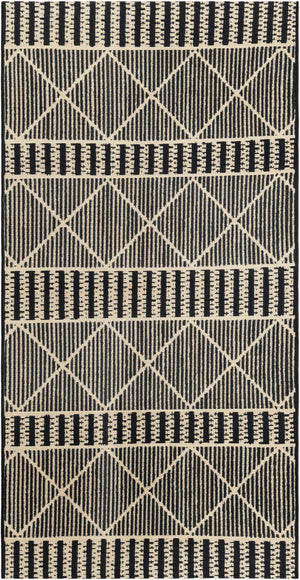 Black 2' 7 x 5' 3 Outdoor Trellis Runner Area Rug Weather Resistant for Patio, Deck, Terrace, Balcony, Porch